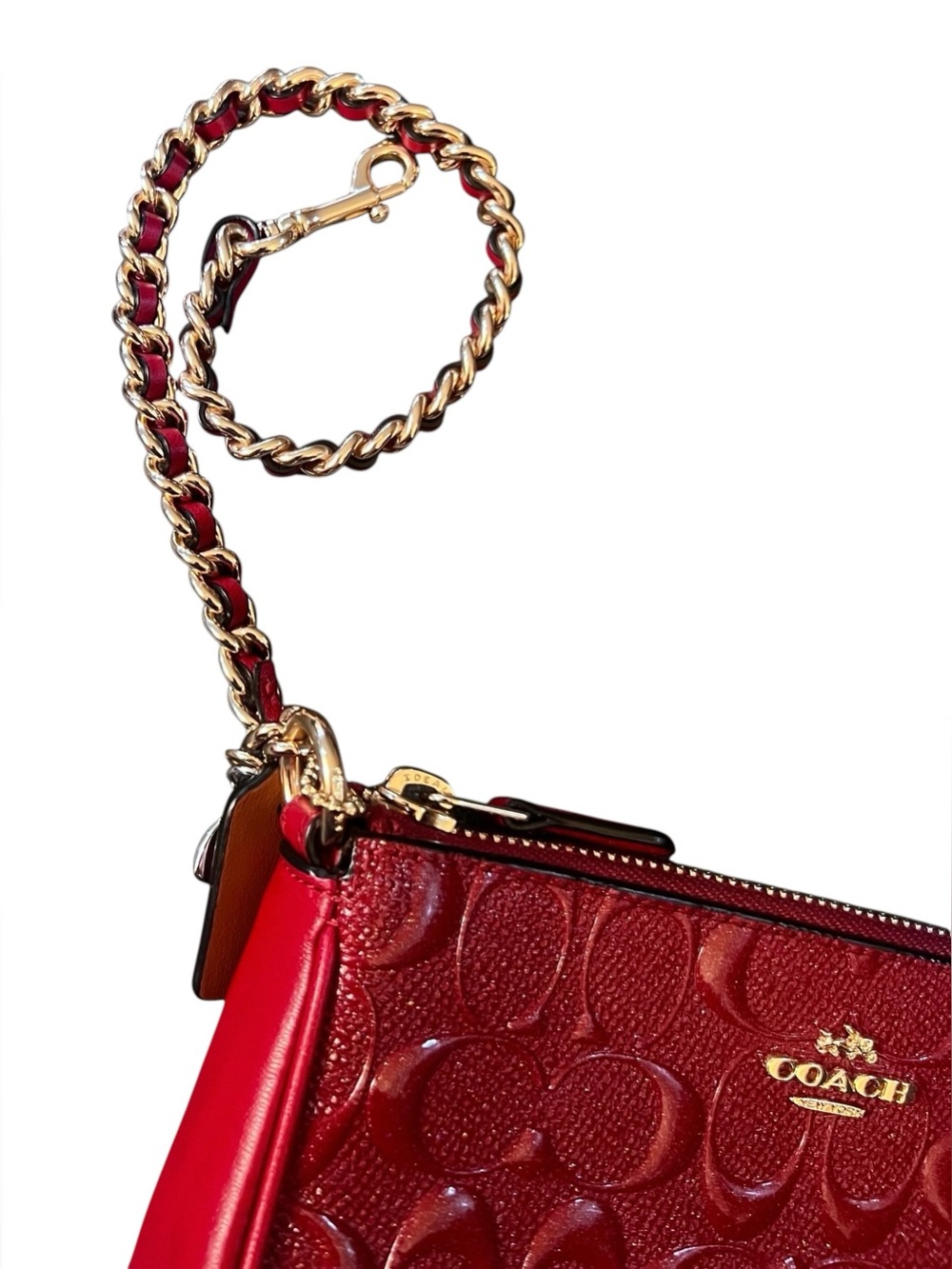 COACH Signature Debossed Chain Large Wristlet 19/ Shoulder Bag - Picture 15 of 15
